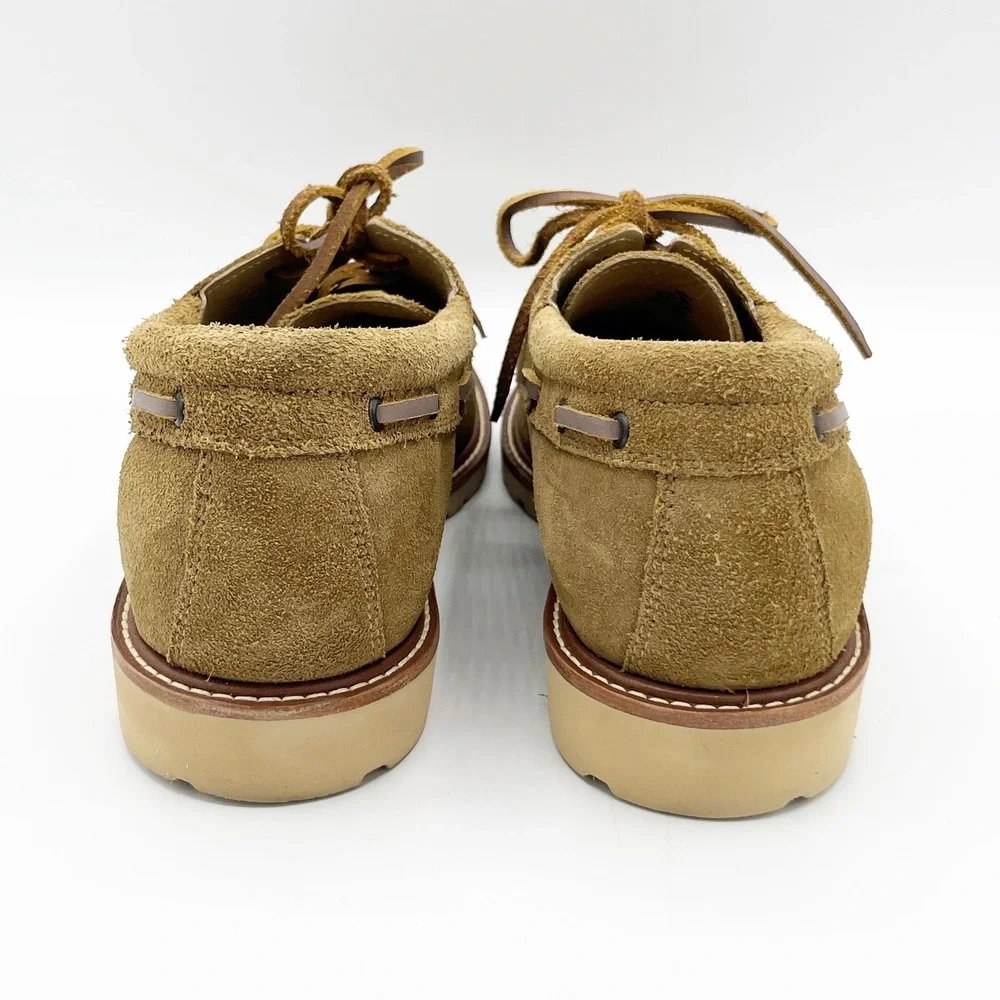 Rhodes Shoes Mens 9 Tan Suede Vibram Gumlite Moc Toe Boat Deck Casual Huckberry